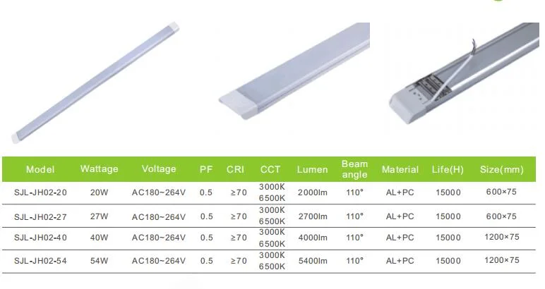 LED Linear Batten AC100-240V Aluminum LED Tube 4FT 40W 54W LED Linear Light