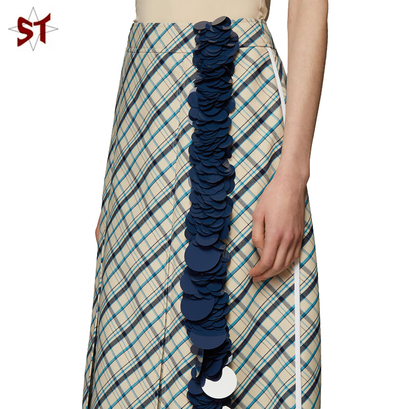 Custom Plaid Ladies Skirt with Lace Long Skirt