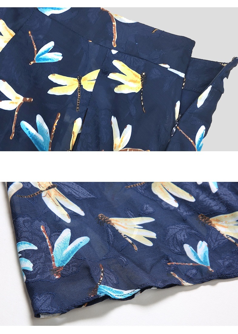 Fashion High-Waisted Slimming Printed Skirt A-Line Skirt