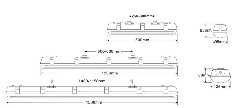 LED Triproof Light IP65 Waterproof Lamp Linear Tri-Proof Fixture