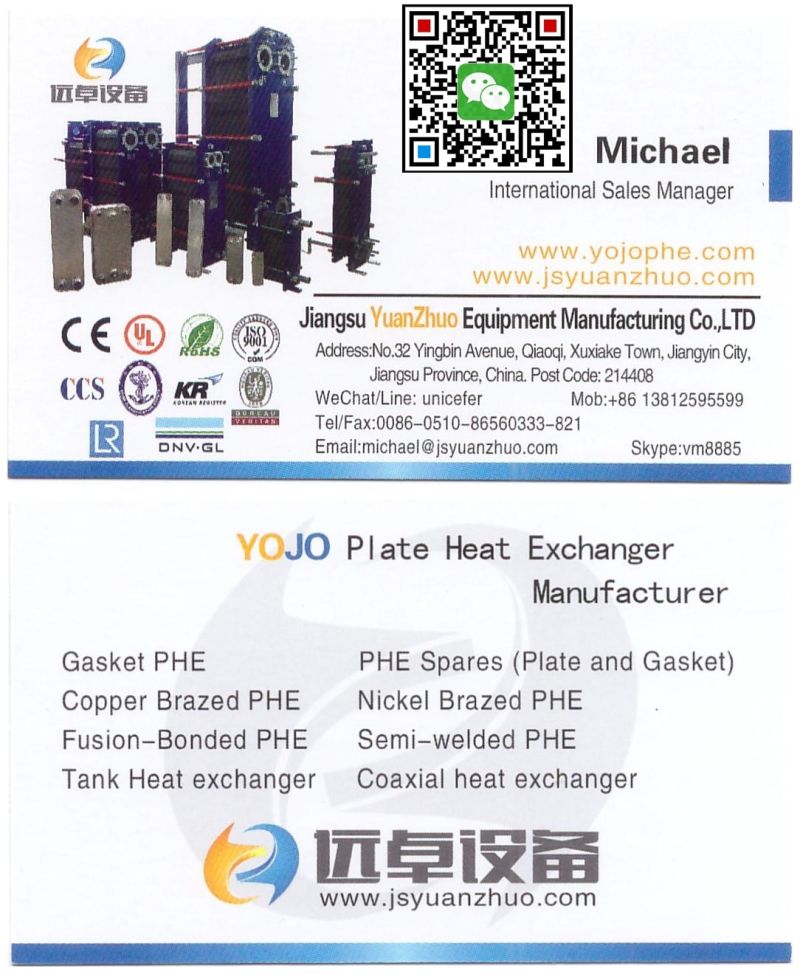 Yojo S60h Gasket Plate Heat Exchanger HVAC Marine Heat Exchanger Gasket Plate