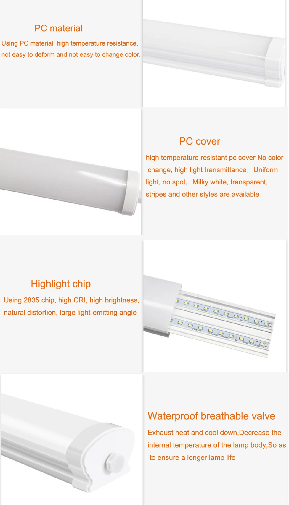 IP65 LED Linear Lighting Fixture 5FT/50W Tri-Proof Lighting Outdoor Lamp Fitting LED Tri-Proof Light