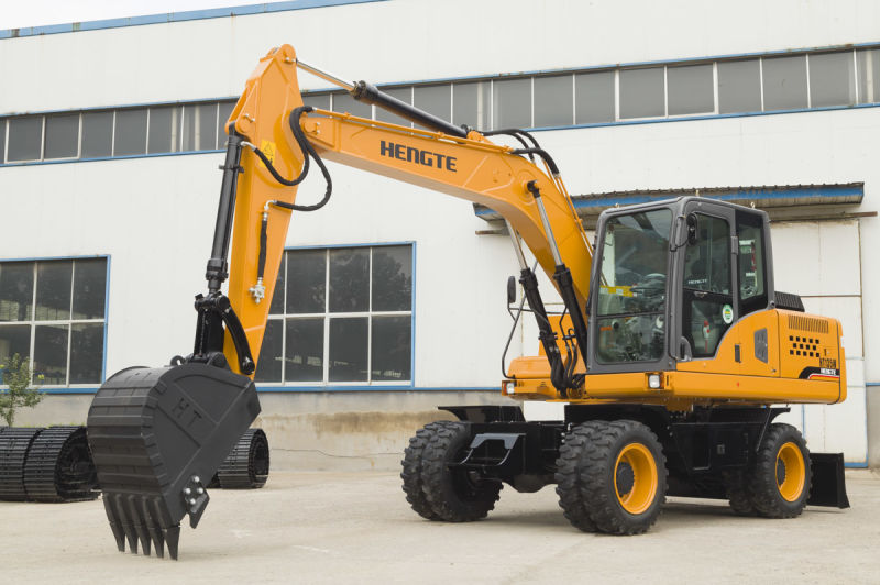 Hengte Hydraulic Wheel Excavator Ht145W with Stable Chassis