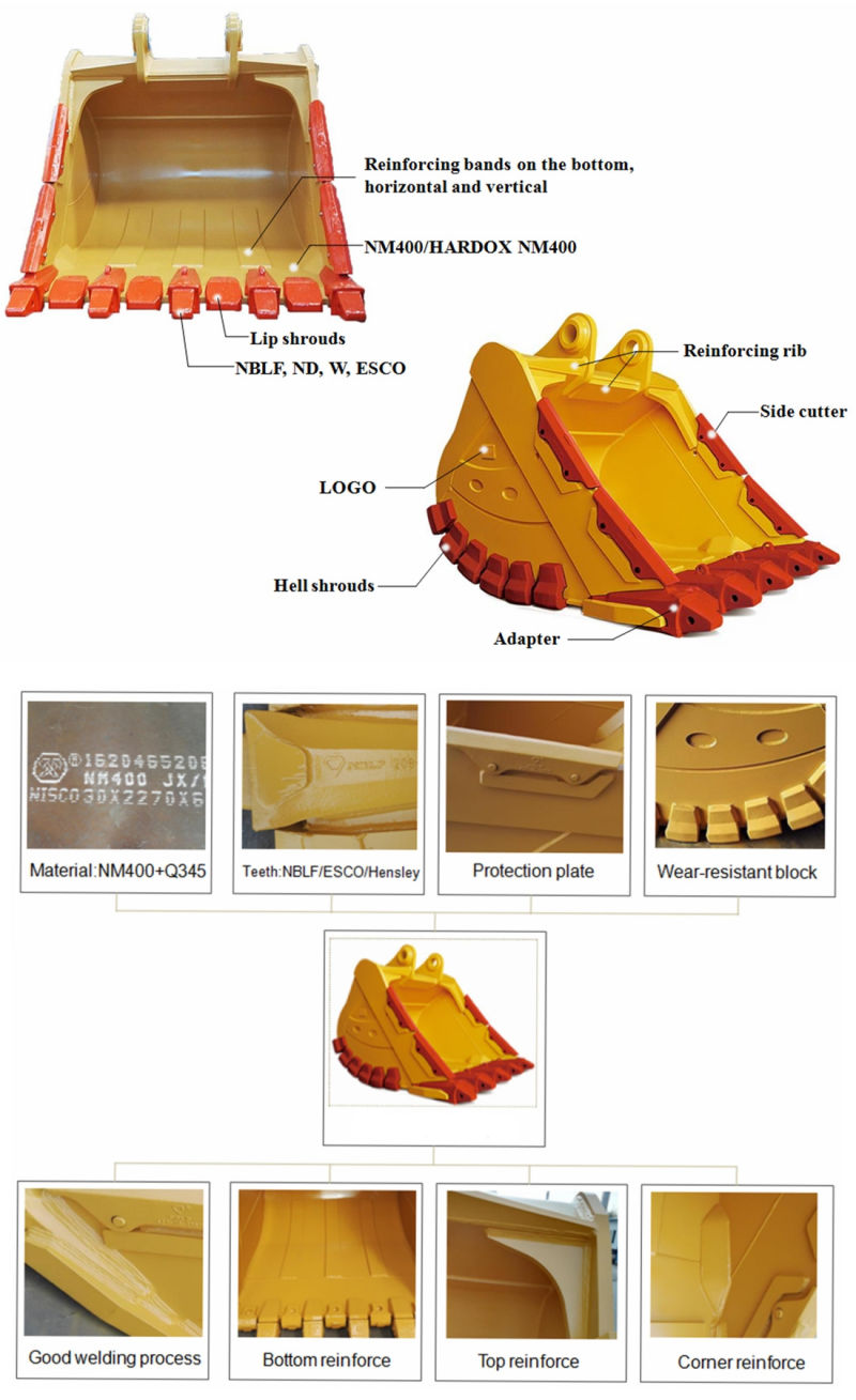 PC130 0.58cubic Excavator Bucket with Five Teeth Excavator Attachments