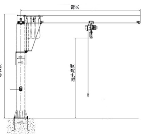 Workshop Hoist Cantilever Swing Arm Jib Crane with Hoist