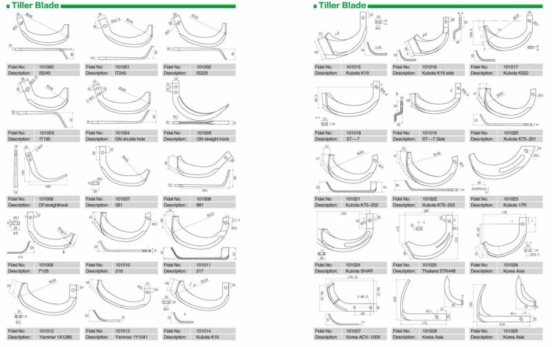 Agricultural Machinery Parts Rotary Tiller Agricultural Accessories Blade Disc Tiller Blades